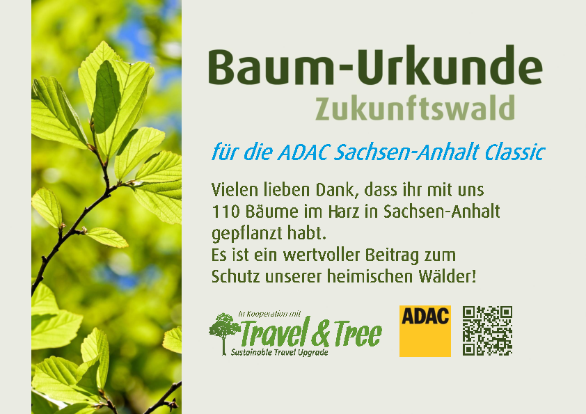 Klimaneutral Event mit QR-Code und URL: https://travelandtree.com/adac/